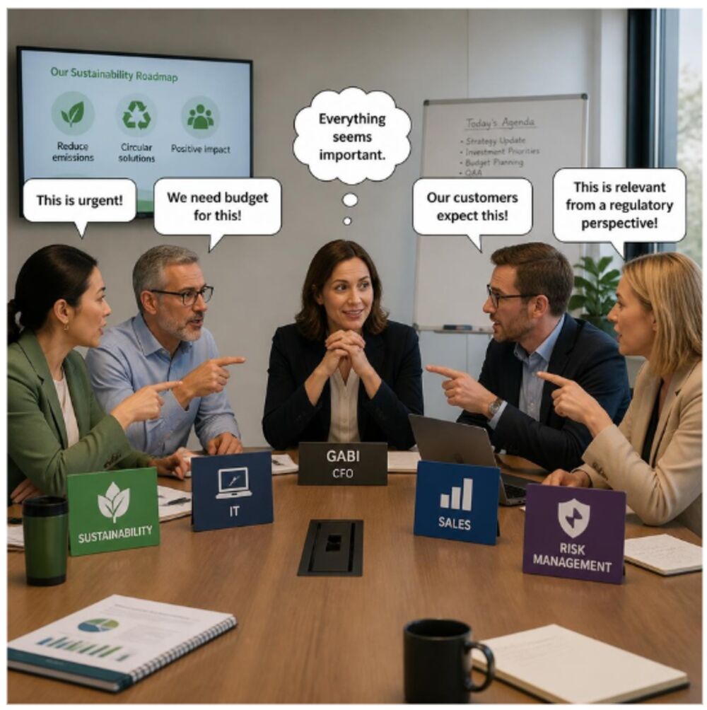 A CFO in a meeting while every department insists its topic is the most urgent